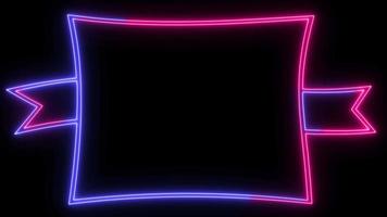 Vintage neon frame light with two neon colors on black background