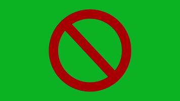 animado plano prohibido símbolo en verde pantalla video