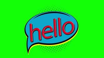 cartoon hello Comic speech Bubble loop Animation video transparent background with alpha channel.
