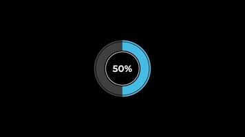 tarta gráfico 0 0 a 50 porcentaje infografia cargando circulo anillo o transferir, descargar animación con alfa canal. video