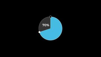 torta gráfico 0 0 para 70 percentagem infográficos Carregando círculo anel ou transferir, baixar animação com alfa canal. video