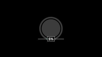 paj Diagram 0 till 5 procentsats infographics läser in cirkel ringa eller överföra, ladda ner animering med alfa kanal. video
