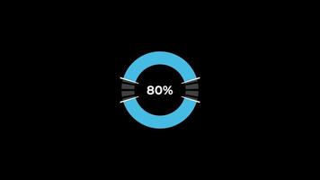 torta gráfico 0 0 para 80 percentagem infográficos Carregando círculo anel ou transferir, baixar animação com alfa canal. video