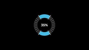 taart tabel 0 naar 35 percentage infographics bezig met laden cirkel ring of overdracht, downloaden animatie met alpha kanaal. video