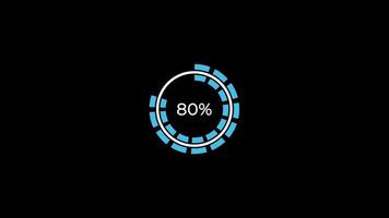 torta gráfico 0 0 para 80 percentagem infográficos Carregando círculo anel ou transferir, baixar animação com alfa canal. video
