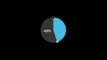 Pie Chart 0 to 45 Percentage Infographics Loading Circle Ring or Transfer, Download Animation with alpha channel. video