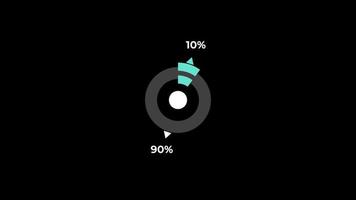 tarta gráfico 0 0 a 10 porcentaje infografia cargando circulo anillo o transferir, descargar animación con alfa canal. video