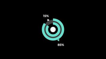 Kuchen Diagramm 0 zu 85 Prozentsatz Infografiken Wird geladen Kreis Ring oder überweisen, herunterladen Animation mit Alpha Kanal. video