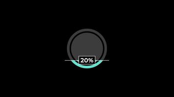 tarta gráfico 0 0 a 20 porcentaje infografia cargando circulo anillo o transferir, descargar animación con alfa canal. video