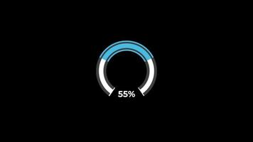 taart tabel 0 naar 55 percentage infographics bezig met laden cirkel ring of overdracht, downloaden animatie met alpha kanaal. video