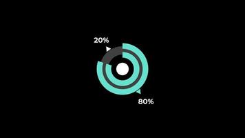 Kuchen Diagramm 0 zu 80 Prozentsatz Infografiken Wird geladen Kreis Ring oder überweisen, herunterladen Animation mit Alpha Kanal. video