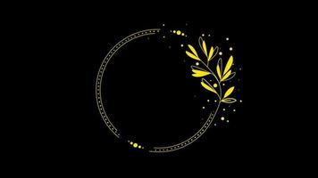 Wedding titles copy space for text animated flower, leaf wreath floral decoration Text Frame With alpha channel. video