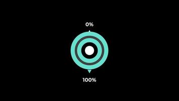tarta gráfico 0 0 a 100 porcentaje infografia cargando circulo anillo o transferir, descargar animación con alfa canal. video