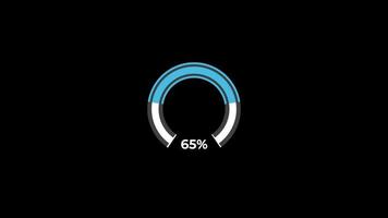 taart tabel 0 naar 65 percentage infographics bezig met laden cirkel ring of overdracht, downloaden animatie met alpha kanaal. video