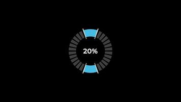 taart tabel 0 naar 25 percentage infographics bezig met laden cirkel ring of overdracht, downloaden animatie met alpha kanaal. video