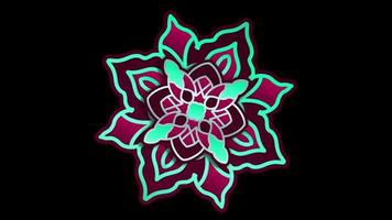 doodle flowers mandala rotating loop Animation video transparent background with alpha channel.