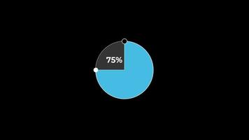 Kuchen Diagramm 0 zu 75 Prozentsatz Infografiken Wird geladen Kreis Ring oder überweisen, herunterladen Animation mit Alpha Kanal. video