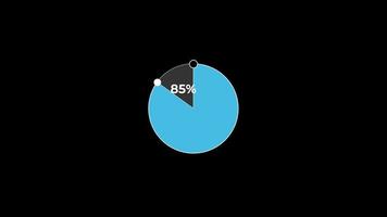 taart tabel 0 naar 85 percentage infographics bezig met laden cirkel ring of overdracht, downloaden animatie met alpha kanaal. video