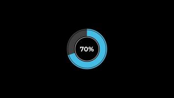 taart tabel 0 naar 70 percentage infographics bezig met laden cirkel ring of overdracht, downloaden animatie met alpha kanaal. video