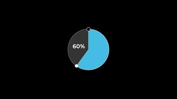 Kuchen Diagramm 0 zu 60 Prozentsatz Infografiken Wird geladen Kreis Ring oder überweisen, herunterladen Animation mit Alpha Kanal. video