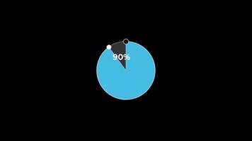 torta gráfico 0 0 para 90 percentagem infográficos Carregando círculo anel ou transferir, baixar animação com alfa canal. video