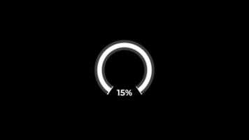 tarta gráfico 0 0 a 15 porcentaje infografia cargando circulo anillo o transferir, descargar animación con alfa canal. video