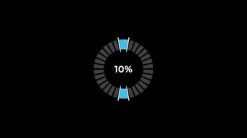 tarta gráfico 0 0 a 10 porcentaje infografia cargando circulo anillo o transferir, descargar animación con alfa canal. video