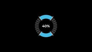 taart tabel 0 naar 40 percentage infographics bezig met laden cirkel ring of overdracht, downloaden animatie met alpha kanaal. video