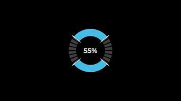 taart tabel 0 naar 60 percentage infographics bezig met laden cirkel ring of overdracht, downloaden animatie met alpha kanaal. video