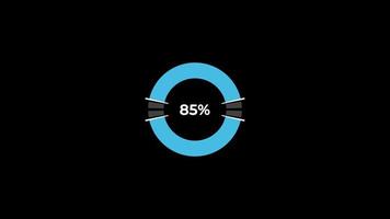 taart tabel 0 naar 85 percentage infographics bezig met laden cirkel ring of overdracht, downloaden animatie met alpha kanaal. video