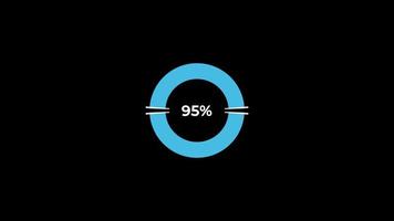 taart tabel 0 naar 95 percentage infographics bezig met laden cirkel ring of overdracht, downloaden animatie met alpha kanaal. video