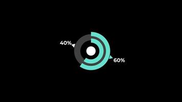 torta gráfico 0 0 para 60. percentagem infográficos Carregando círculo anel ou transferir, baixar animação com alfa canal. video