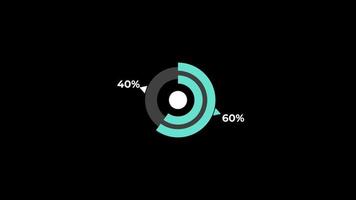 Kuchen Diagramm 0 zu 60 Prozentsatz Infografiken Wird geladen Kreis Ring oder überweisen, herunterladen Animation mit Alpha Kanal. video