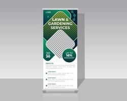 Lawn or gardening services roll up banner vector