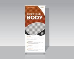 Gym roll up banner template for promotional business vector