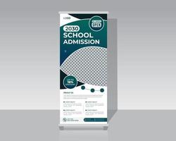 School Admission open roll up banner design template vector