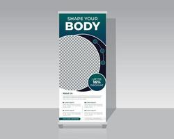 Gym roll up banner template for promotional business vector