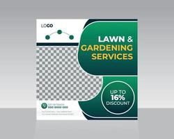 Lawn and Gardening service social media template vector
