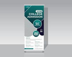 School Admission open roll up banner design template vector