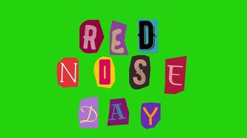 Red Nose Day text- Ransom note Animation paper cut on green screen video