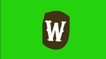 alfabeto w - papel de animação de nota de resgate cortado na tela verde video