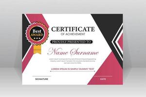 certificate template with luxury pattern vector