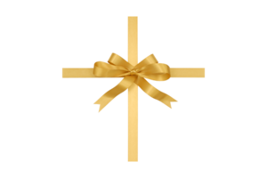 Golden christmas ribbon decoration isolated on a transparent background png