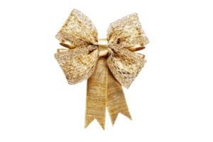 Gold christmas ribbon isolated on a transparent background png