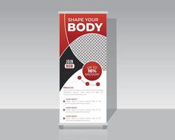 Gym roll up banner template for promotional business vector