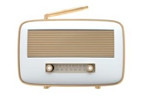 White classic radio isolated on a transparent background png