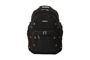 schwarz Rucksack isoliert auf ein transparent Hintergrund png