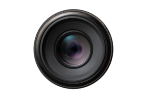 Black camera lens isolated on a transparent background png