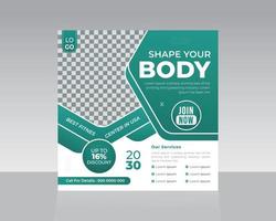 Gym social media post template for promotional business vector