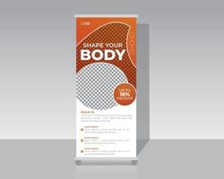 Gym roll up banner template for promotional business vector